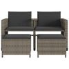vidaXL Canap&eacute; de jardin 2 places avec table et tabourets gris rotin