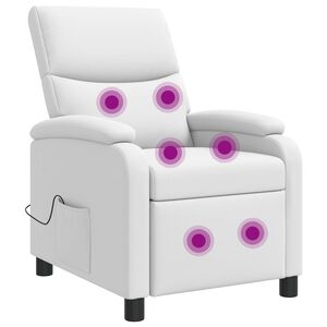 vidaXL Fauteuil de massage inclinable Blanc Simili cuir