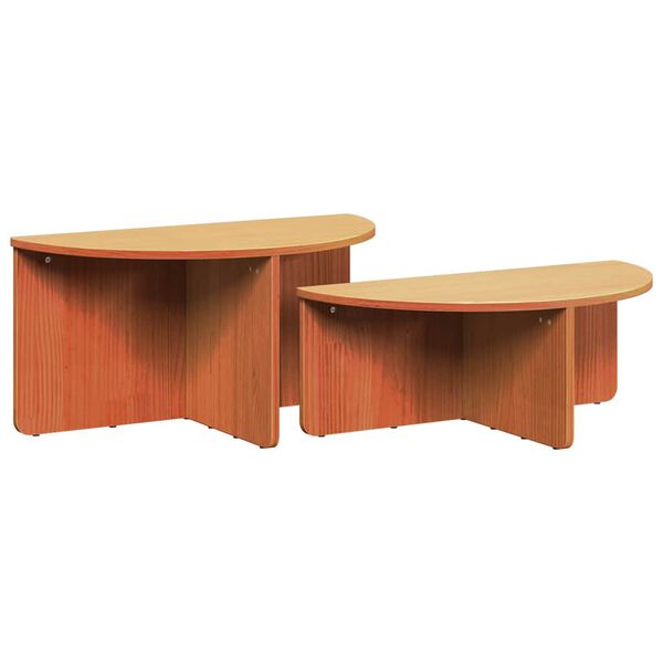 vidaXL Table basse 2 pcs Brun cire Bois massif en pin