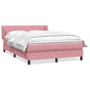 vidaXL Sommier &agrave; lattes de lit avec matelas rose 140x220 cm velours
