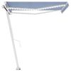 vidaXL Auvent manuel r&eacute;tractable avec LED 300x250 cm Bleu et blanc