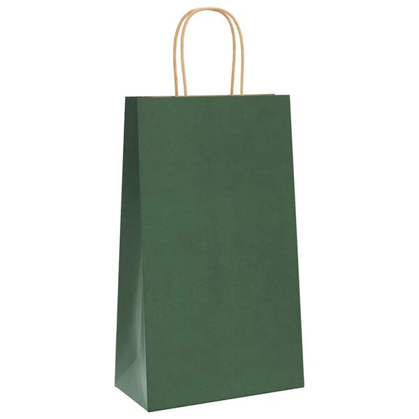 vidaXL Sacs en papier 50 pcs avec poign&eacute;es vert 21x11x36 cm