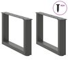 vidaXL Pieds de table basse en U, 2 pi&egrave;ces, anthracite, 50 x (30-31) cm, acier