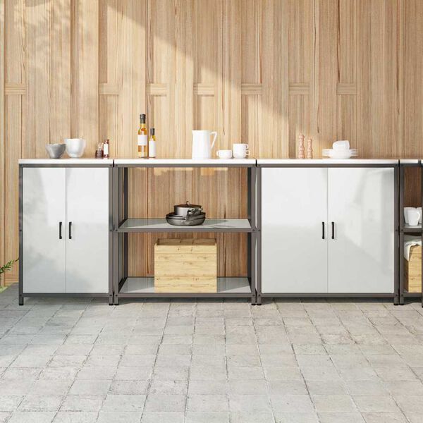 vidaXL Ensemble de rangement cuisine 3 pcs Argent&eacute; Acier galvanis&eacute;