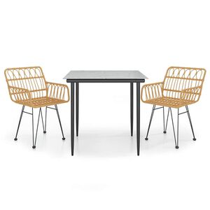 vidaXL Ensemble &agrave; manger de jardin 3 pcs R&eacute;sine tress&eacute;e