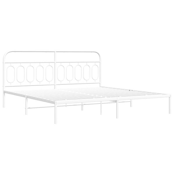 vidaXL Cadre de lit m&eacute;tal sans matelas et t&ecirc;te de lit blanc 200x200 cm