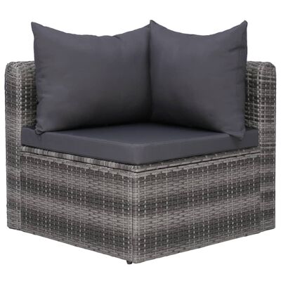 vidaXL Salon de jardin 7 pcs avec coussins Résine tressée Gris