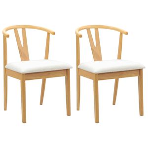 vidaXL Chaise de salle &agrave; manger 2 pc Bois de Caoutchouc Massif
