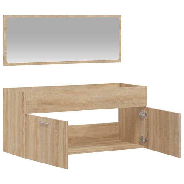 vidaXL Armoire de bain avec miroir ch&ecirc;ne sonoma bois d'ing&eacute;nierie