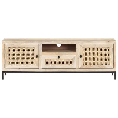 vidaXL Meuble TV 120x30x40 cm Bois de manguier et canne naturelle