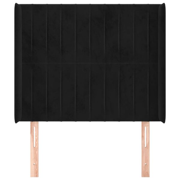 vidaXL T&ecirc;te de lit avec oreilles Noir 103x16x118/128 cm Velours