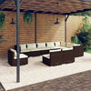 vidaXL Salon de jardin 10 pcs avec coussins R&eacute;sine tress&eacute;e Marron