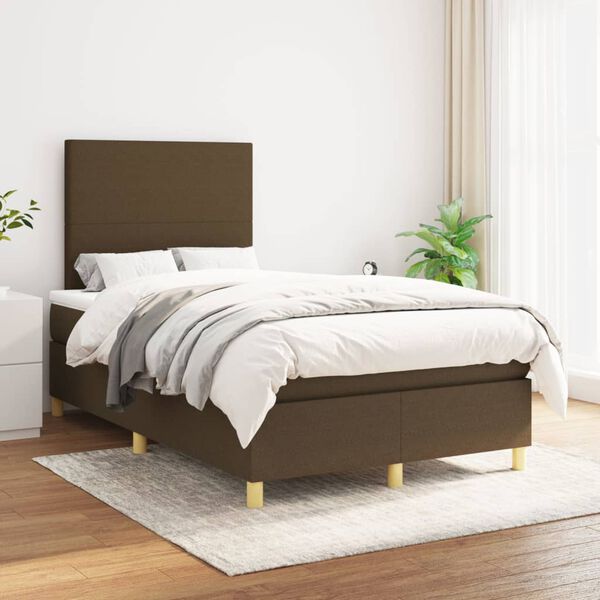 vidaXL Sommier &agrave; lattes de lit avec matelas Marron fonc&eacute; 120x200 cm