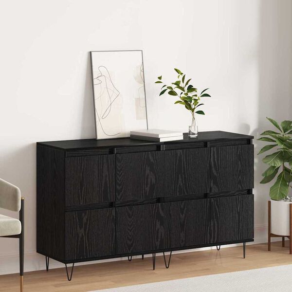 vidaXL Buffets 2 pcs Ch&ecirc;ne noir 120 x 35 x 70 cm Bois d'ing&eacute;nierie