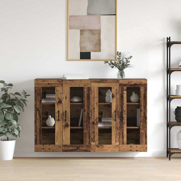 vidaXL Armoires Murailles 2 pcs Bois ancien 69,5 x 34 x 90 cm