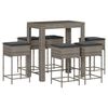 vidaXL Ensemble de bar de jardin 7 pcs avec coussins gris poly rotin