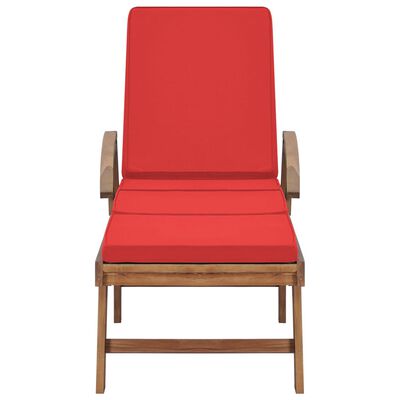 vidaXL Chaises longues avec coussins lot de 2 bois teck solide Rouge