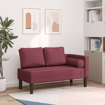 vidaXL Chaise longue avec coussins rouge bordeaux tissu