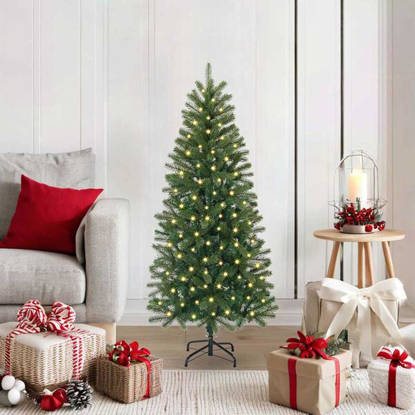 vidaXL Sapin de No&euml;l artificiel avec 150 LED Vert 120 cm PE et PVC