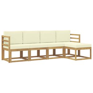 vidaXL Ensemble de canap&eacute;s d'ext&eacute;rieur 5 pc Blanc et cr&egrave;me