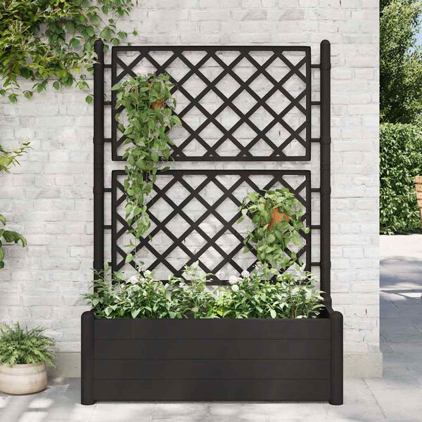 vidaXL Jardinière avec treillis 100x43x142 cm PP Anthracite