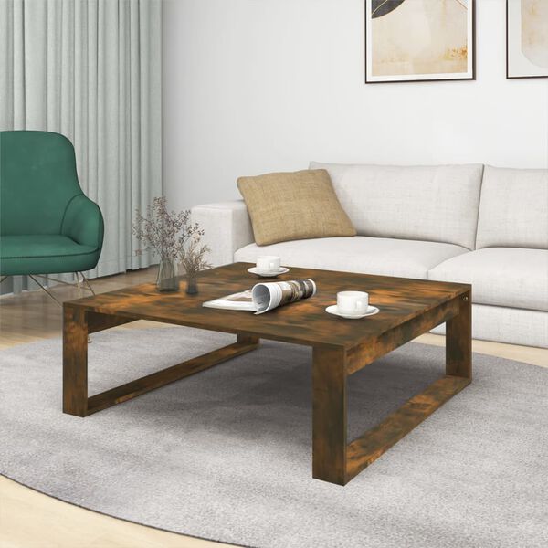 vidaXL Table basse Ch&ecirc;ne fum&eacute; 100x100x35 cm Bois d'ing&eacute;nierie