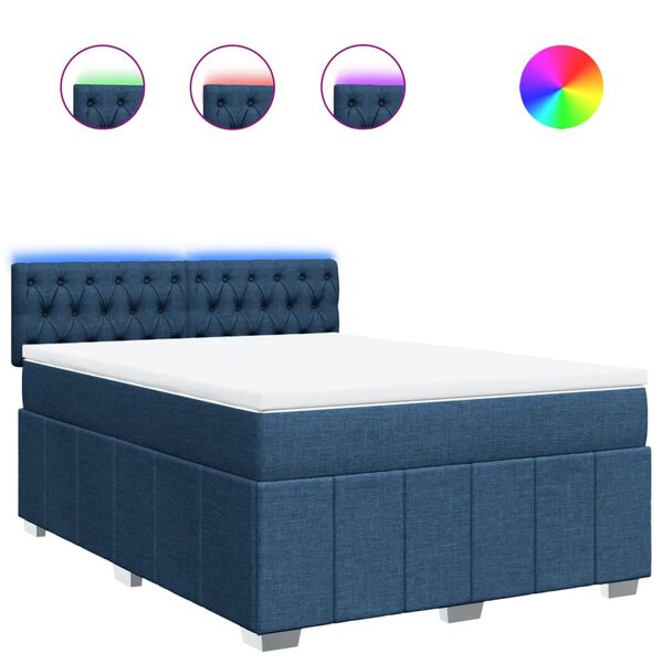 vidaXL Sommier &agrave; lattes de lit avec matelas Bleu 140x200 cm Tissu