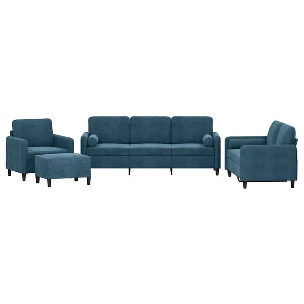 vidaXL Ensemble de canap&eacute;s 4 pcs avec coussins bleu velours