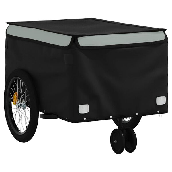vidaXL Remorque de v&eacute;lo noir et gris 30 kg fer