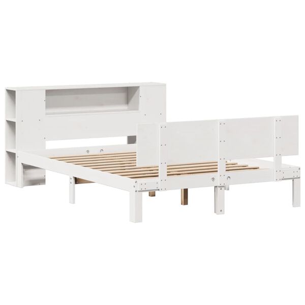 vidaXL Lit bibliothèque sans matelas blanc 120x200 cm bois pin massif