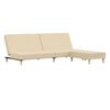 vidaXL Canap&eacute;-lit &agrave; 2 places avec repose-pied Cr&egrave;me Tissu