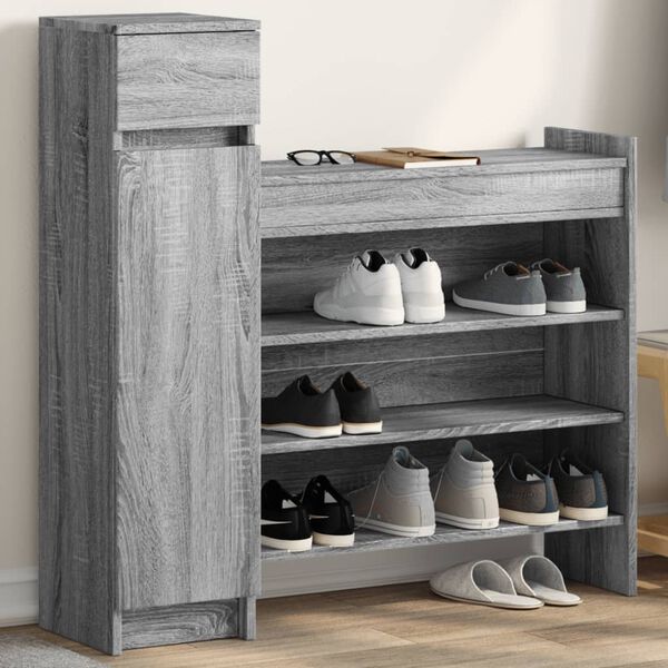vidaXL Armoire &agrave; chaussures sonoma gris bois d'ing&eacute;nierie