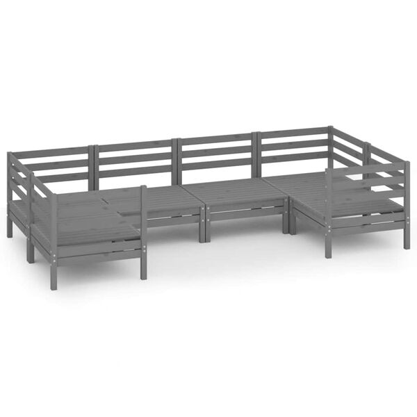 vidaXL Salon de jardin 6 pcs Gris Bois de pin massif