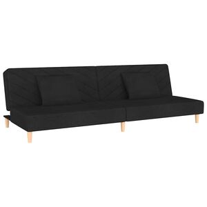 vidaXL Canap&eacute;-lit &agrave; 2 places avec deux oreillers noir tissu