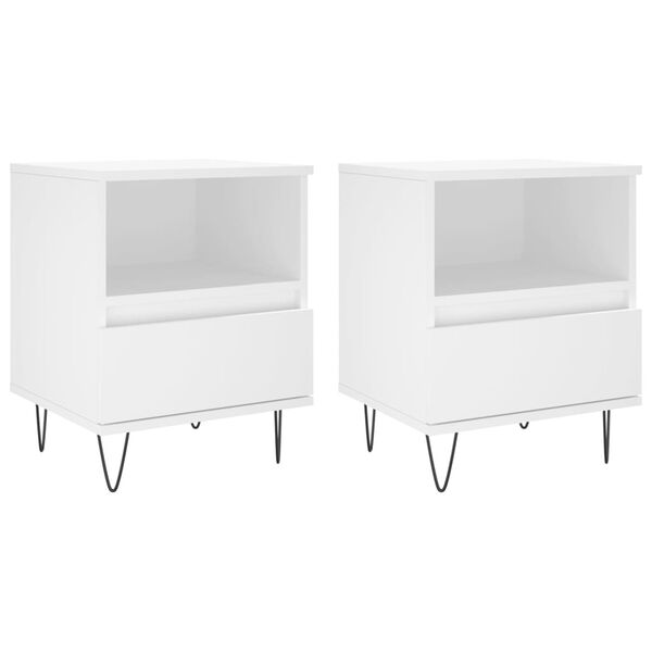 vidaXL Tables de chevet 2 pcs blanc 40x35x50 cm bois d’ingénierie