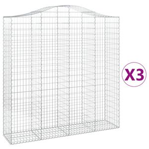 vidaXL Paniers &agrave; gabions arqu&eacute;s 3 pcs 200x50x200/220 cm Fer galvanis&eacute;