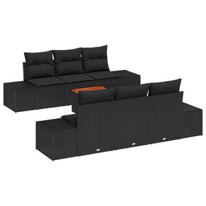 vidaXL Ensemble de canap&eacute; de jardin 7 pc Noir polyrotin