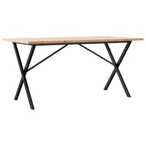 vidaXL Table à manger cadre en X 140x80x75,5 cm bois pin massif acier
