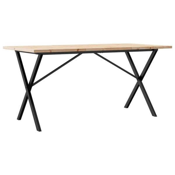 vidaXL Table &agrave; manger cadre en X 140x80x75,5 cm bois pin massif acier