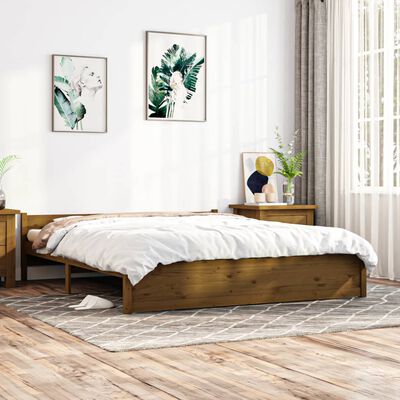 vidaXL Cadre de lit sans matelas marron miel bois massif 200x200 cm