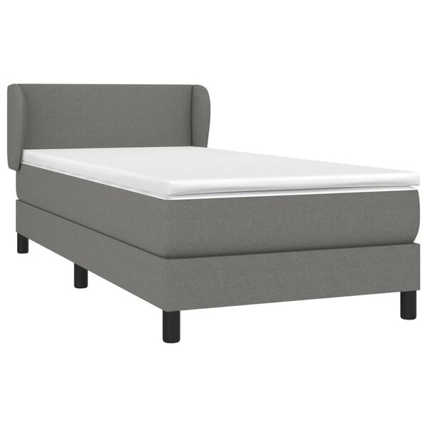 vidaXL Sommier &agrave; lattes de lit avec matelas Gris fonc&eacute; 100x200cm Tissu