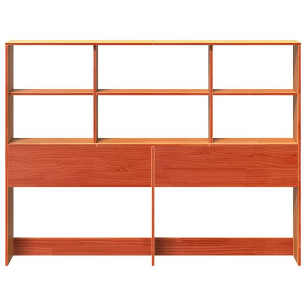 vidaXL T&ecirc;te de lit avec rangement cire marron 135cm bois massif de pin