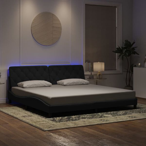 vidaXL Cadre de lit avec LED sans matelas noir 200x200 cm velours