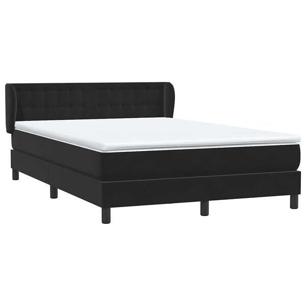 vidaXL Sommier &agrave; lattes de lit avec matelas noir 140x210 cm velours