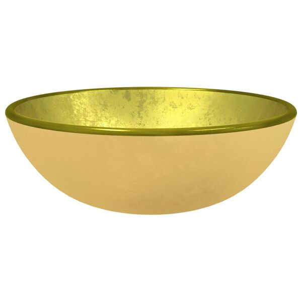 vidaXL Lavabo Verre tremp&eacute; 35x12 cm Dor&eacute;