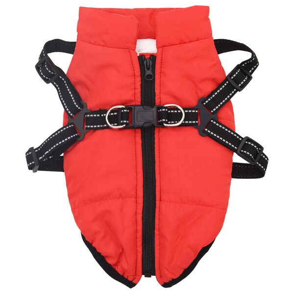 vidaXL Manteau pour chien avec harnais Rouge S Fleece et Polyester