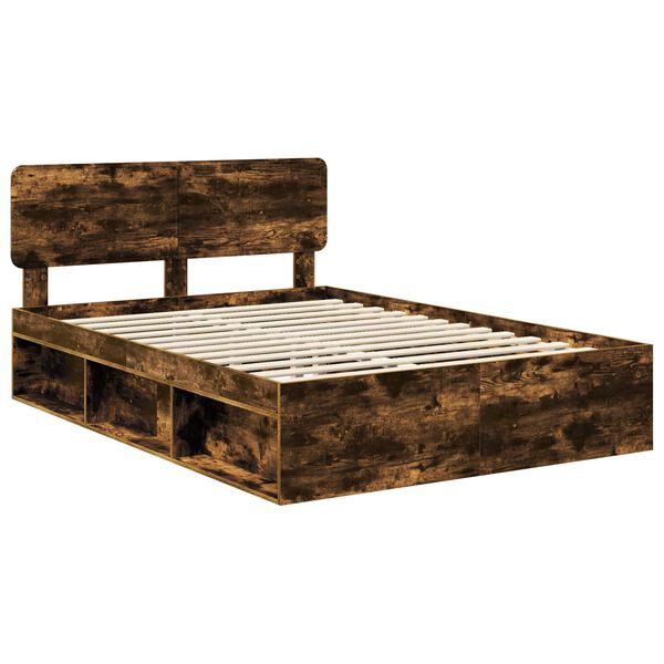 vidaXL Cadre de lit Ch&ecirc;ne fum&eacute; 160 x 200 cm Pin massif