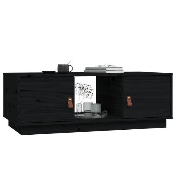 vidaXL Table basse Noir 100x50x35 cm Bois massif de pin