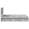vidaXL Cadre de lit Gris B&eacute;ton 135 x 190 cm Bois de pin massif