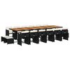 vidaXL Ensemble &agrave; manger de jardin 17 pcs coussins noir r&eacute;sine tress&eacute;e